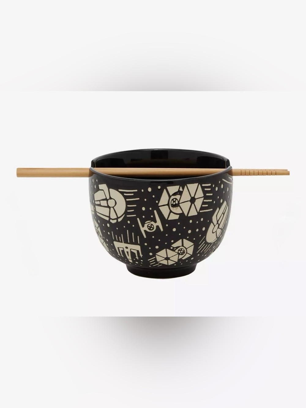 Star Wars Black Ceramic Ramen Bowl with Chopsticks- New